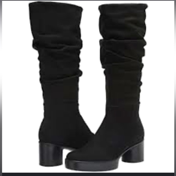 ECCO Shape Sculpted Motion 35 Slouch Knee High Boots in Black Nubuck - Picture 2 of 7